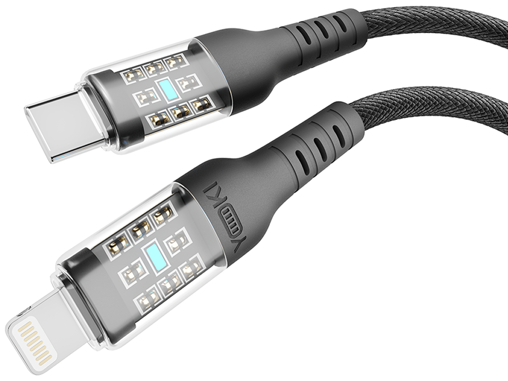 Кабель Yoki Cyber, Type-C - Lightning, 30W, 1,2м, Чорний