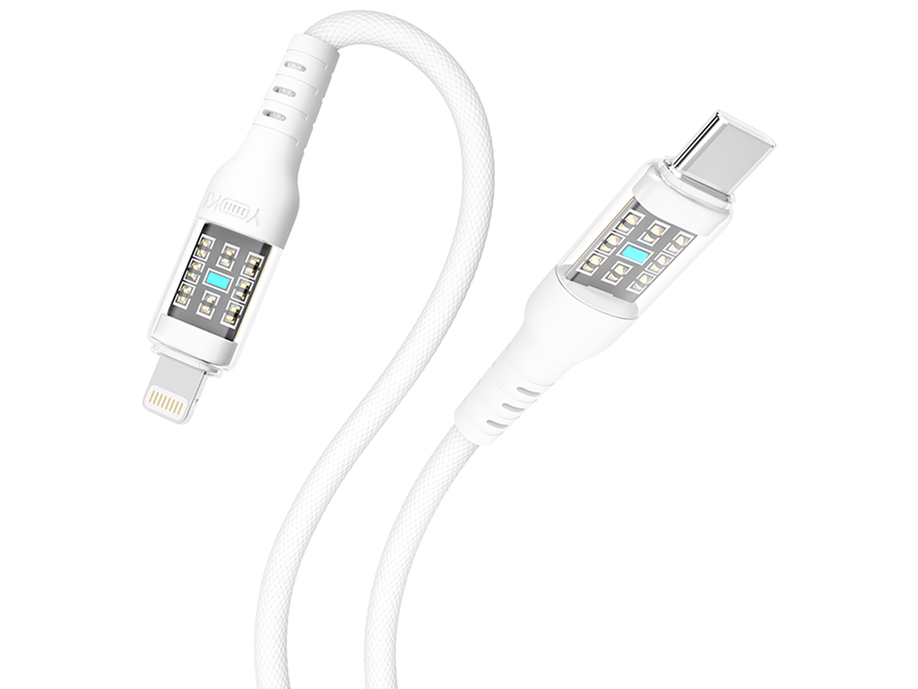 Кабель Yoki Cyber, Type-C — Lightning, 30W, 1,2м, Белый