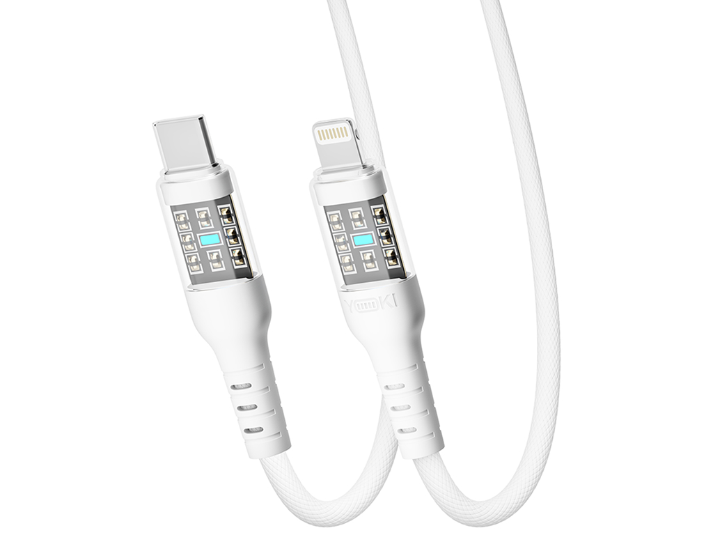 Кабель Yoki Cyber, Type-C — Lightning, 30W, 1,2м, Белый