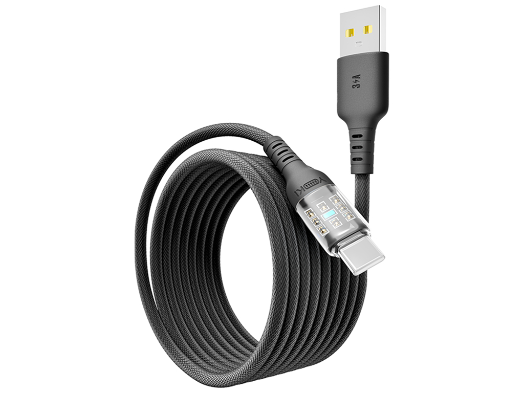 Кабель Yoki Cyber, USB-A - Type-C, 3A, 2 м, чорний