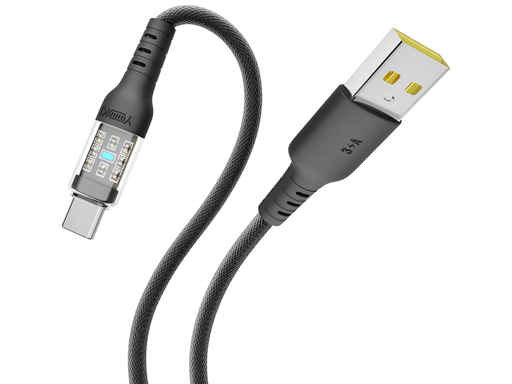 Кабель Yoki Cyber, USB-A - Type-C, 3A, 2 м, чорний