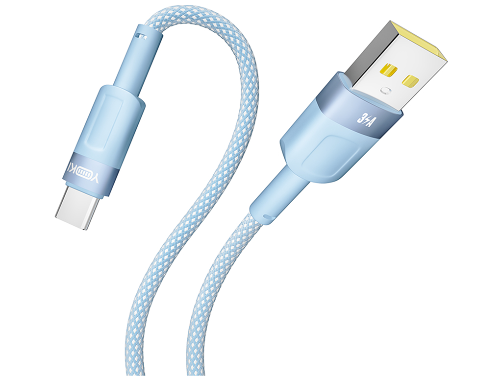 Кабель Yoki Style, USB-A - Type-C, 60W, 1,2м, Синій