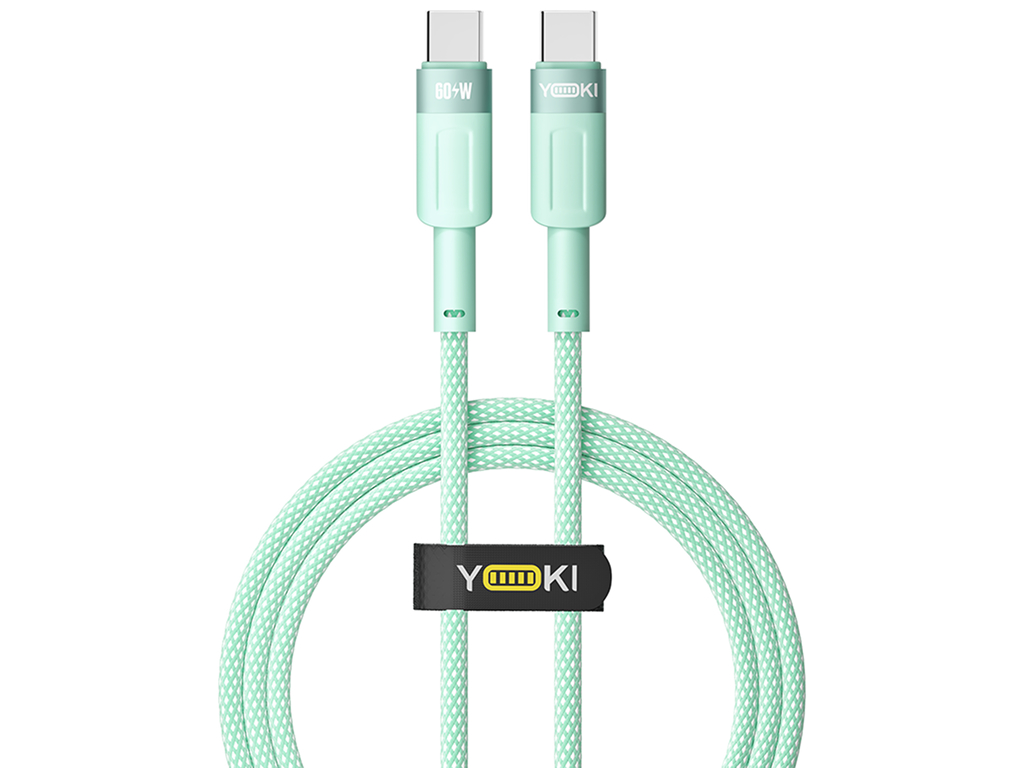 Кабель Yoki Style, Type-C - Type-C, 60W, 1,2м, М'ятний
