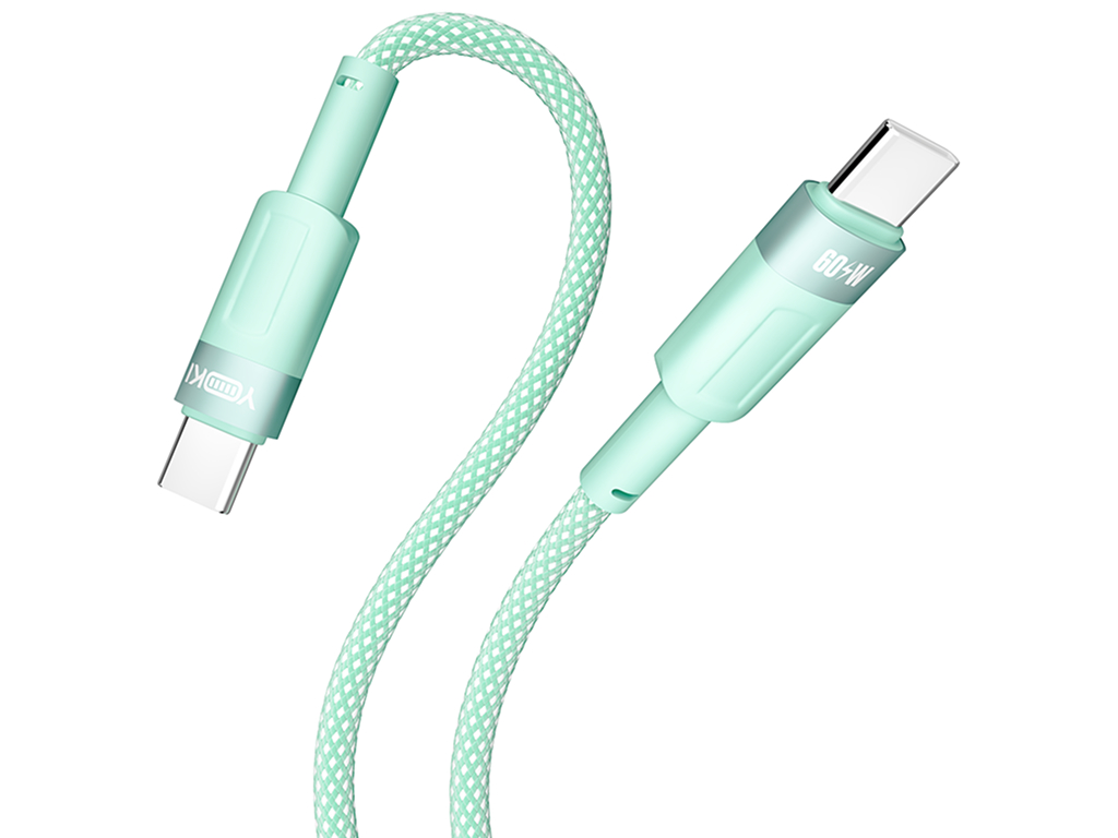 Кабель Yoki Style, Type-C - Type-C, 60W, 1,2м, М'ятний