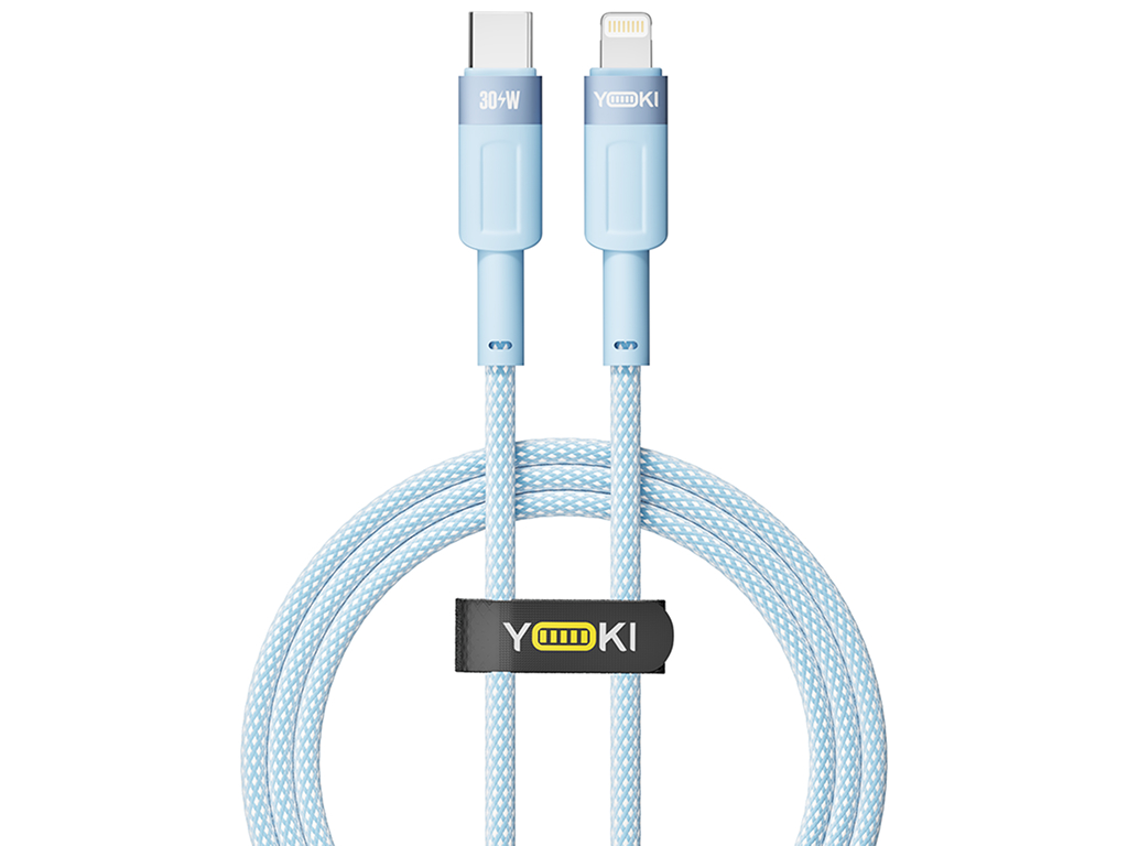 Кабель Yoki Style, Type-C - Lightning, 30W, 1,2м, Блакитний