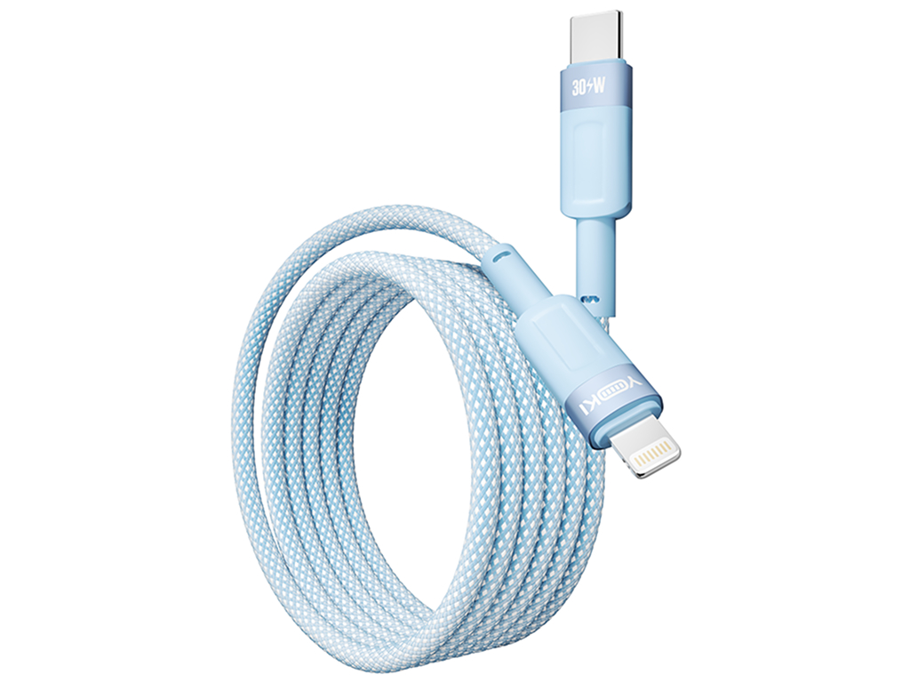 Кабель Yoki Style, Type-C - Lightning, 30W, 1,2м, Блакитний