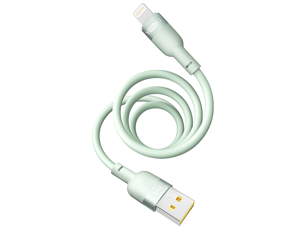 Кабель Yoki Silicone, USB-A - Lightning, 2,4 A, 1,2 м, М'ятний
