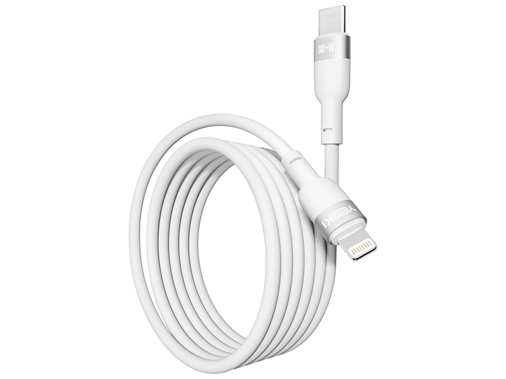 Кабель Yoki Silicone, Type-C - Lightning, 30Вт, 1,2м, Білий