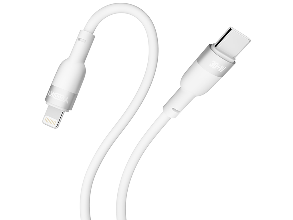 Кабель Yoki Silicone, Type-C - Lightning, 30Вт, 1,2м, Білий