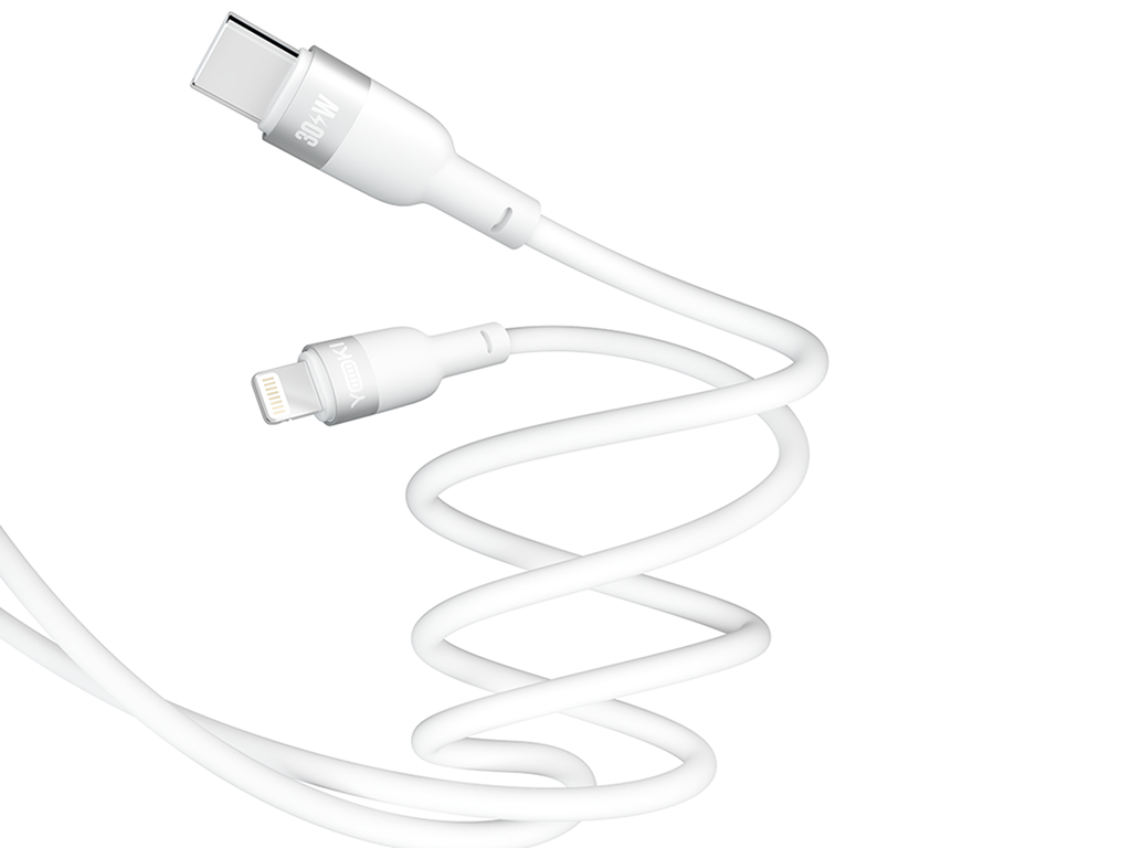 Кабель Yoki Silicone, Type-C - Lightning, 30Вт, 1,2м, Білий