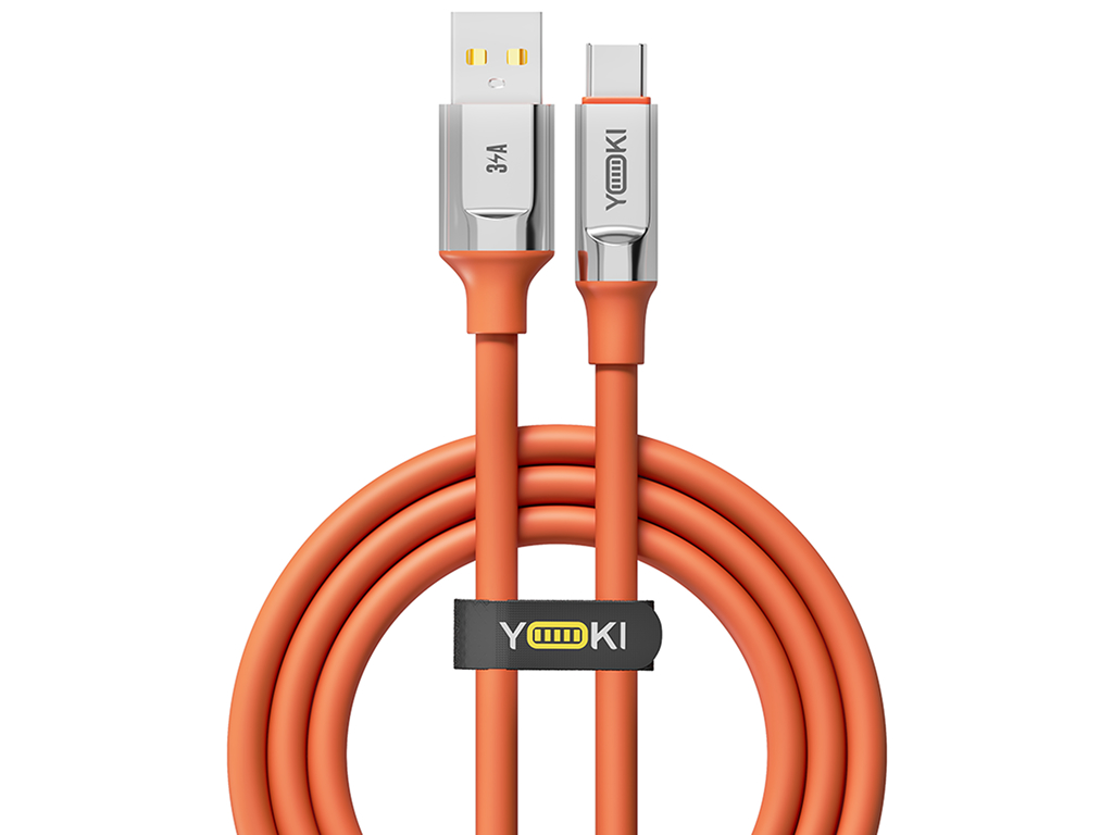 Кабель Yoki Ultra, USB-A - Type-C, 60W, 1,2м, Помаранчевий