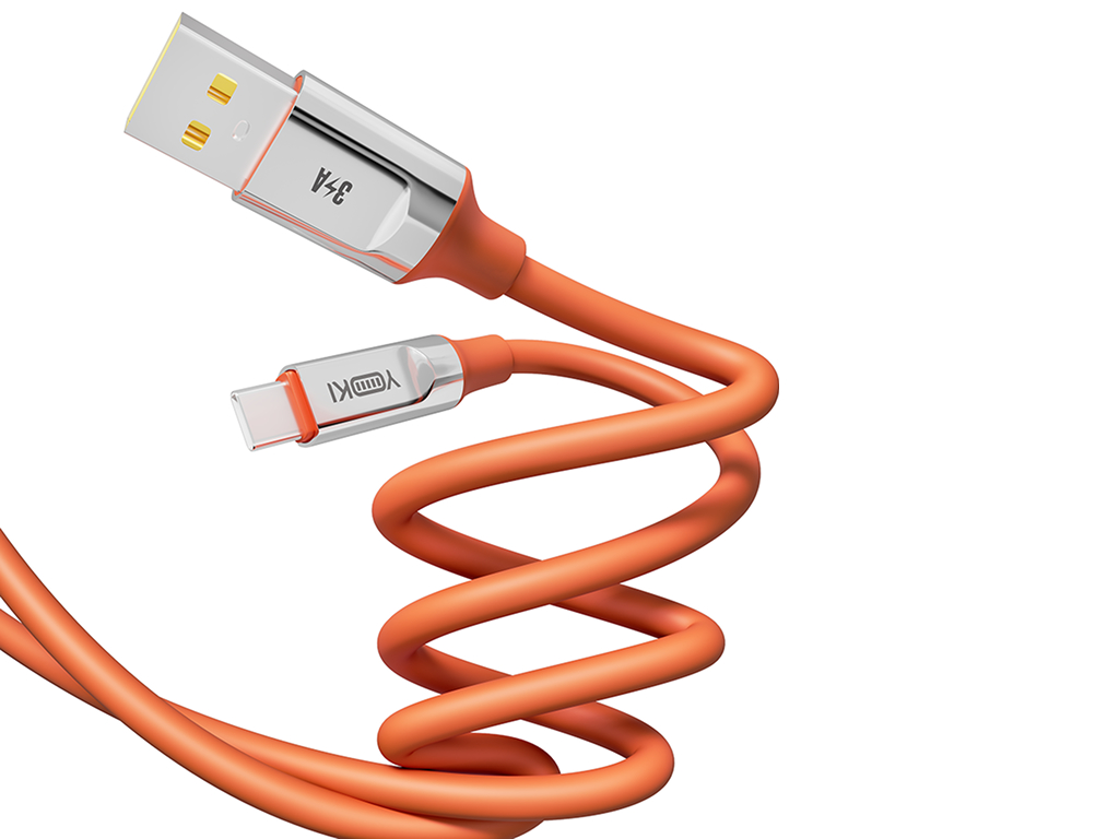 Кабель Yoki Ultra, USB-A - Type-C, 60W, 1,2м, Помаранчевий