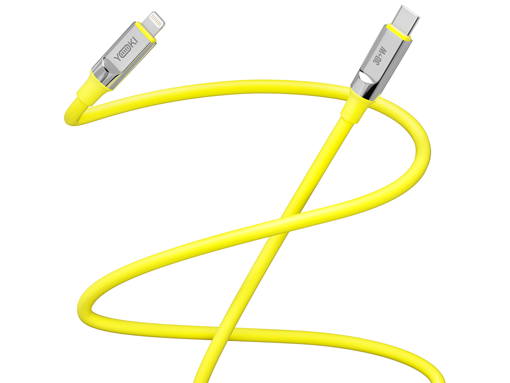 Кабель Yoki Ultra, Type-C — Lightning, 30W, 1,2м, Желтый