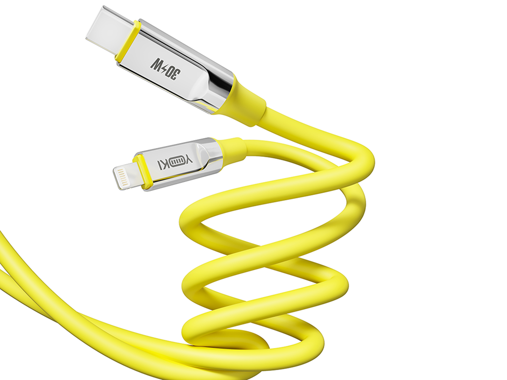 Кабель Yoki Ultra, Type-C — Lightning, 30W, 1,2м, Желтый