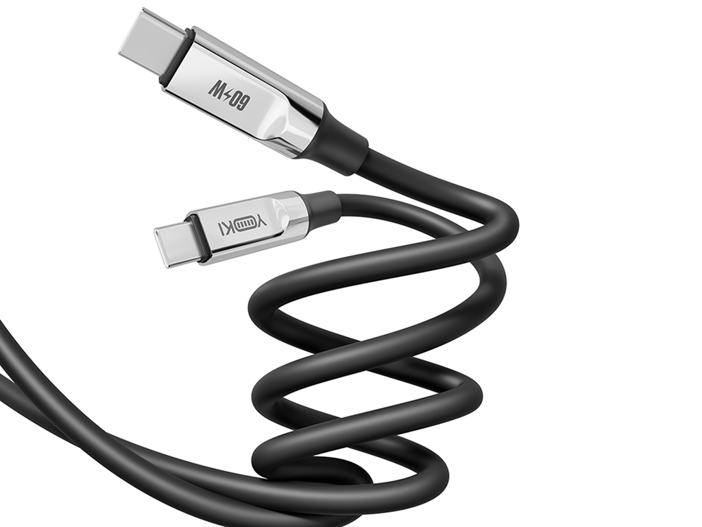Кабель Yoki Ultra, Type-C — Type-C, 60W, 1,2м, Черный