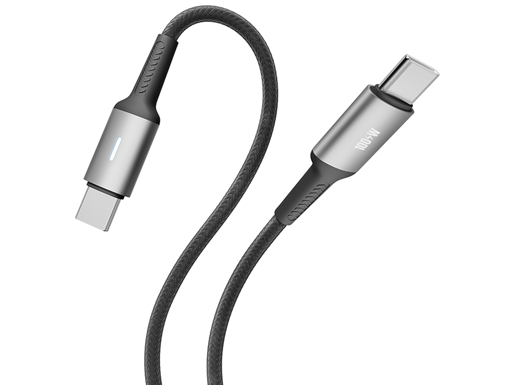 Кабель Yoki Power, Type-C — Type-C, 100Вт, LED індикатор, 2м, Чорний