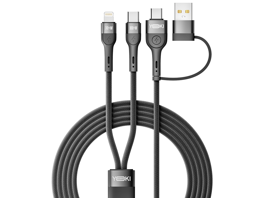 Кабель Yoki Universe, USB-A/Type-C - Type-C/Lightning, 100W, 1,2м, Чорний