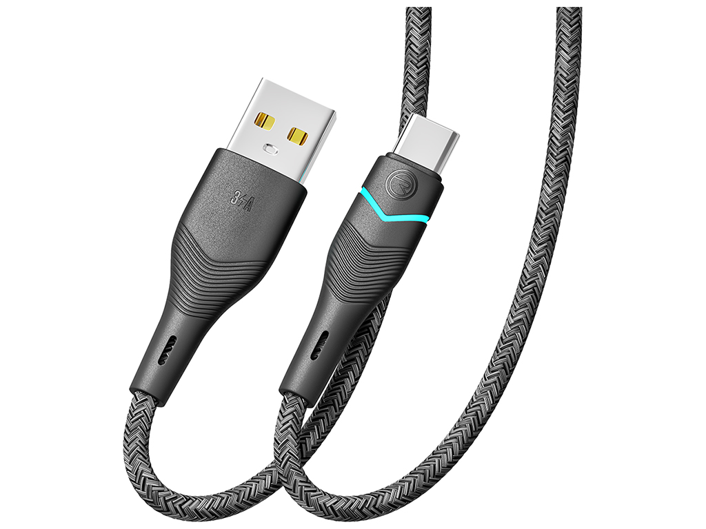Кабель USB Ridea RC-RL15 RGB Light Type-C 3A 1,2м Цвет Черный