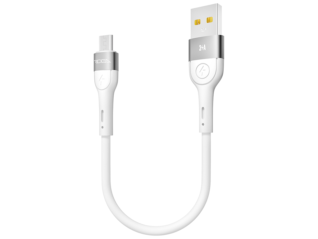 Кабель USB Ridea RC-XS51 X-Silicone MicroUSB 3A 0.25м, Цвет Белый