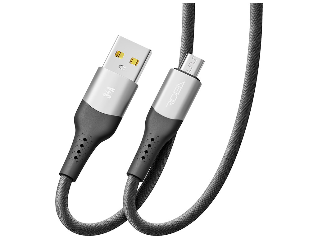 Кабель USB Ridea RC-US42 UltraStrong MicroUSB 3A 2м, Цвет Черный