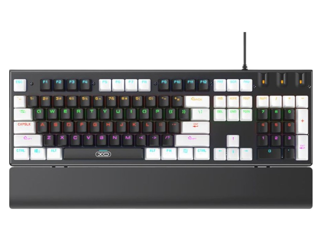 Клавіатура та миша XO KB-06, механічні клавіші, Rgbпідсвічування, симетрична форма, колір чорний мік