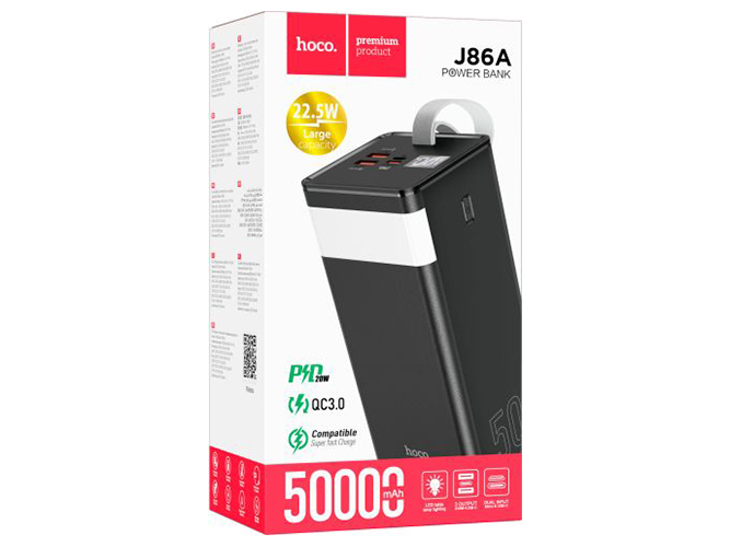 Універсальна мобільна батарея Hoco J86A Powermaster 22.5W fully compatible 50000 mAh Колір Чорний