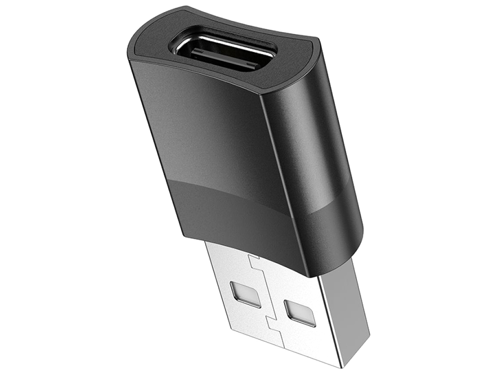Перехідник Hoco UA17 USB Male to Type-C female USB2.0 adapter Колір Чорний