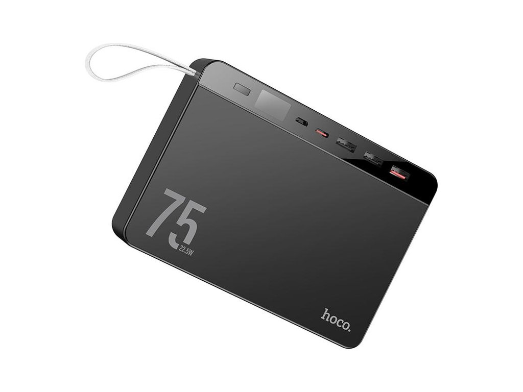 Power Bank Hoco J94 Overlord22.5W, 75000mAh, літій-полімерний, LED-дисплей, ліхтарик, ABS+PC, чорний