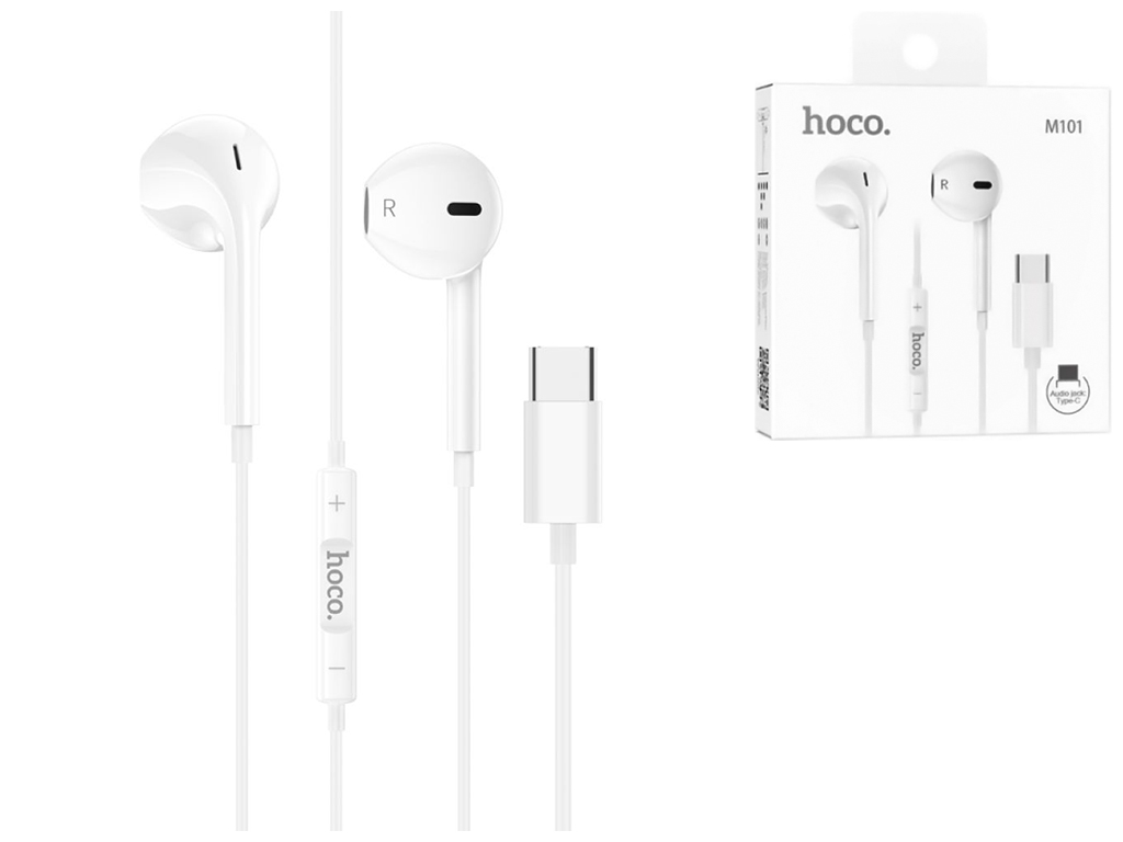 Навушники Hoco M101 Crystal joy wire-controlled digital earphones Type-C, Колір Білий