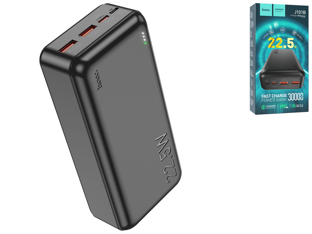 Універсальна Мобільна Батарея Hoco J101B Astute 22.5W fully compatible 30000 mAh Колір Чорний