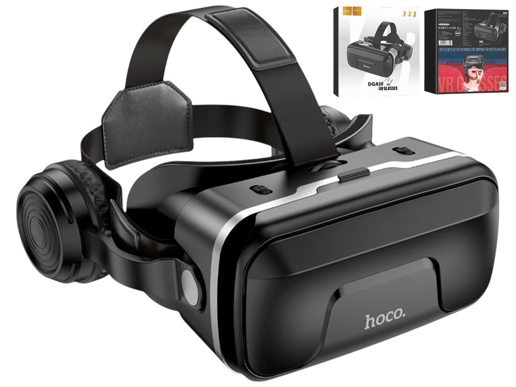 Окуляри віртуальної реальності Hoco DGA10 Cool VR Glasses, стереонавушники, USB/AUX/TF, колір чорний