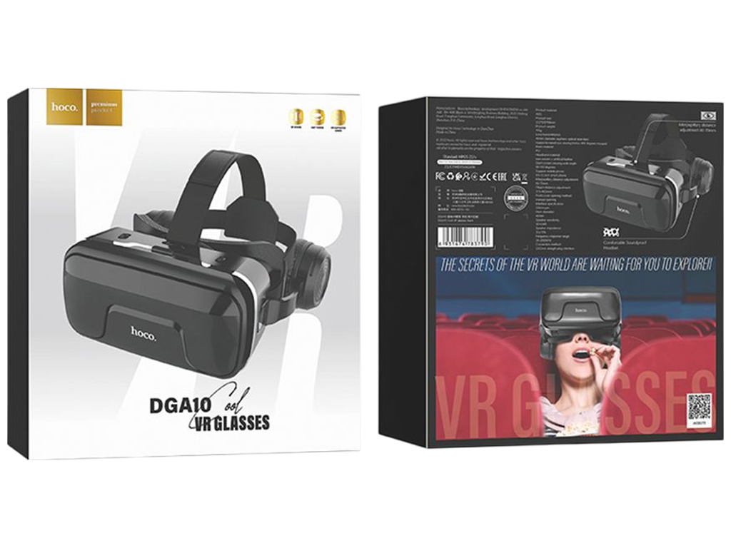 Окуляри віртуальної реальності Hoco DGA10 Cool VR Glasses, стереонавушники, USB/AUX/TF, колір чорний