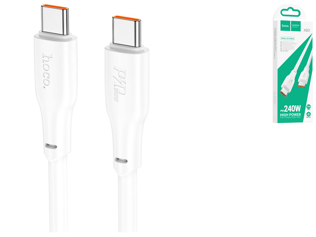 Кабель USB Hoco X93 Force 240W Type-C to Type-C Колір Бiлий