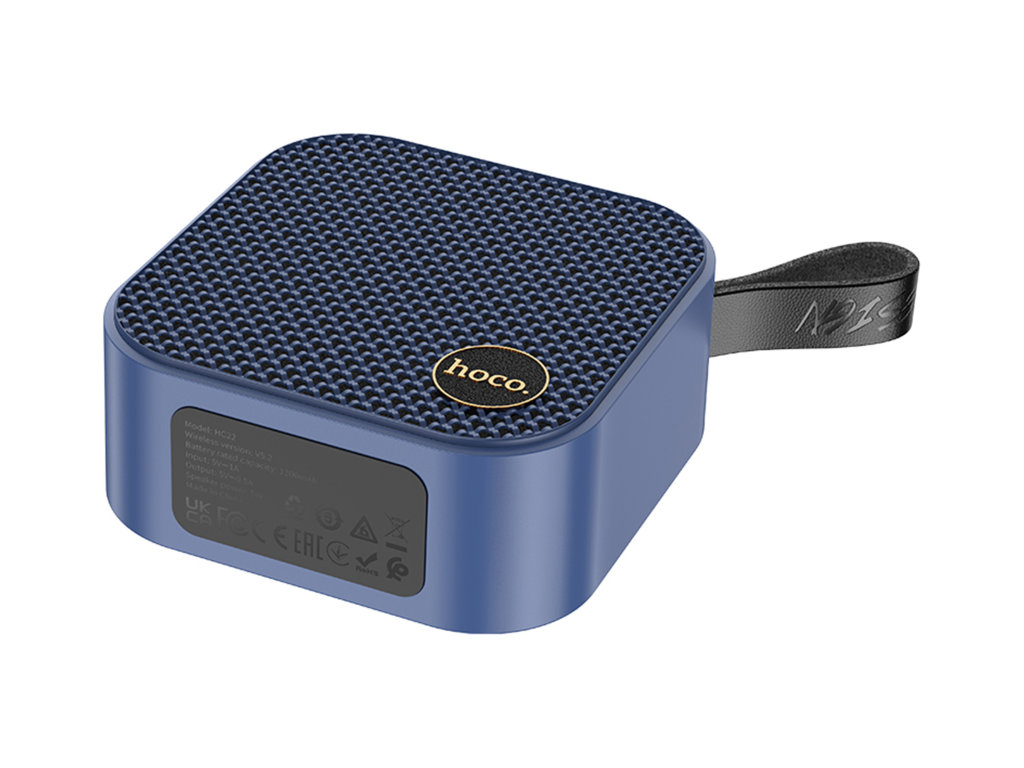 Колонка Hoco HC22, 5Вт, Bluetooth 5.2, 1200mAh, Type-C, пластик, 95×95×43мм, колір синій