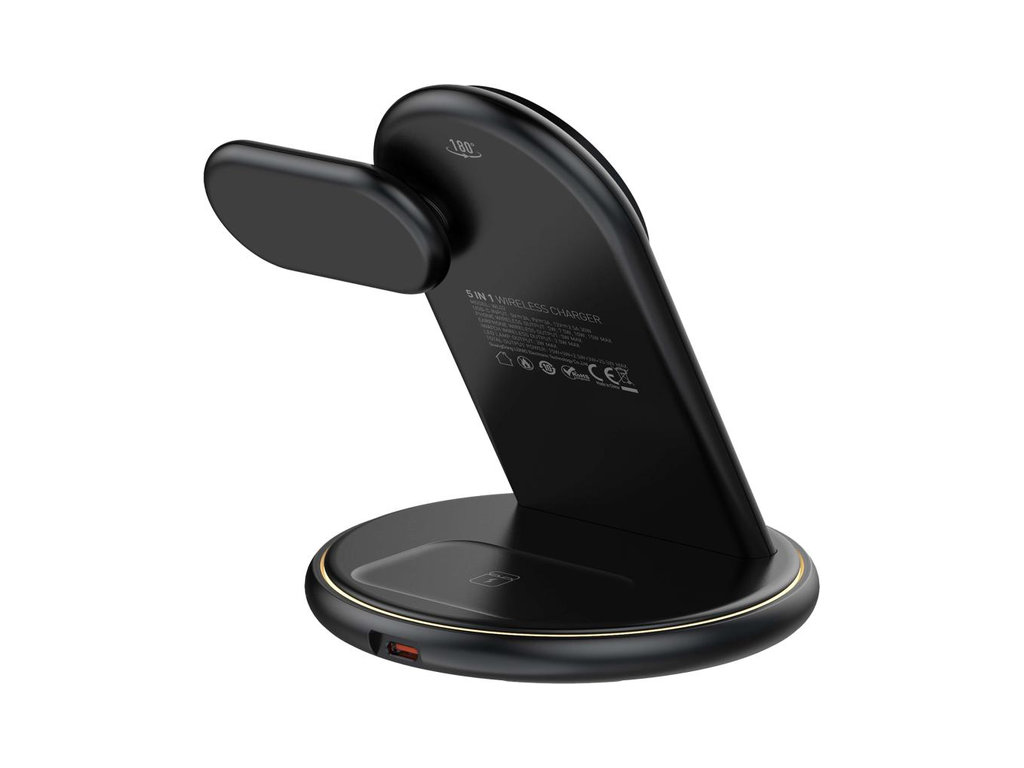 Зарядний пристрій бездротовий Ldnip Wl02 5in1, 25.5W, для iWatch, ABS+PC пластик, USB-C, чорний