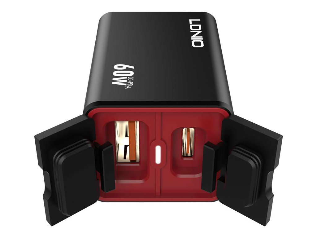 Інвертор LDNIO C108, авто-мото, 1USB+1USB-C, 60W, алюміній, пластик, Type-C to Type-C, колір чорний