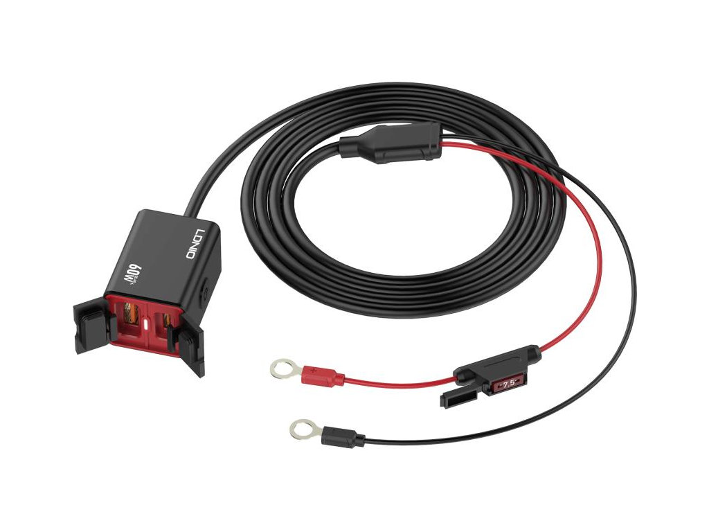 Інвертор LDNIO C108, авто-мото, 1USB+1USB-C, 60W, алюміній, пластик, Type-C to Type-C, колір чорний