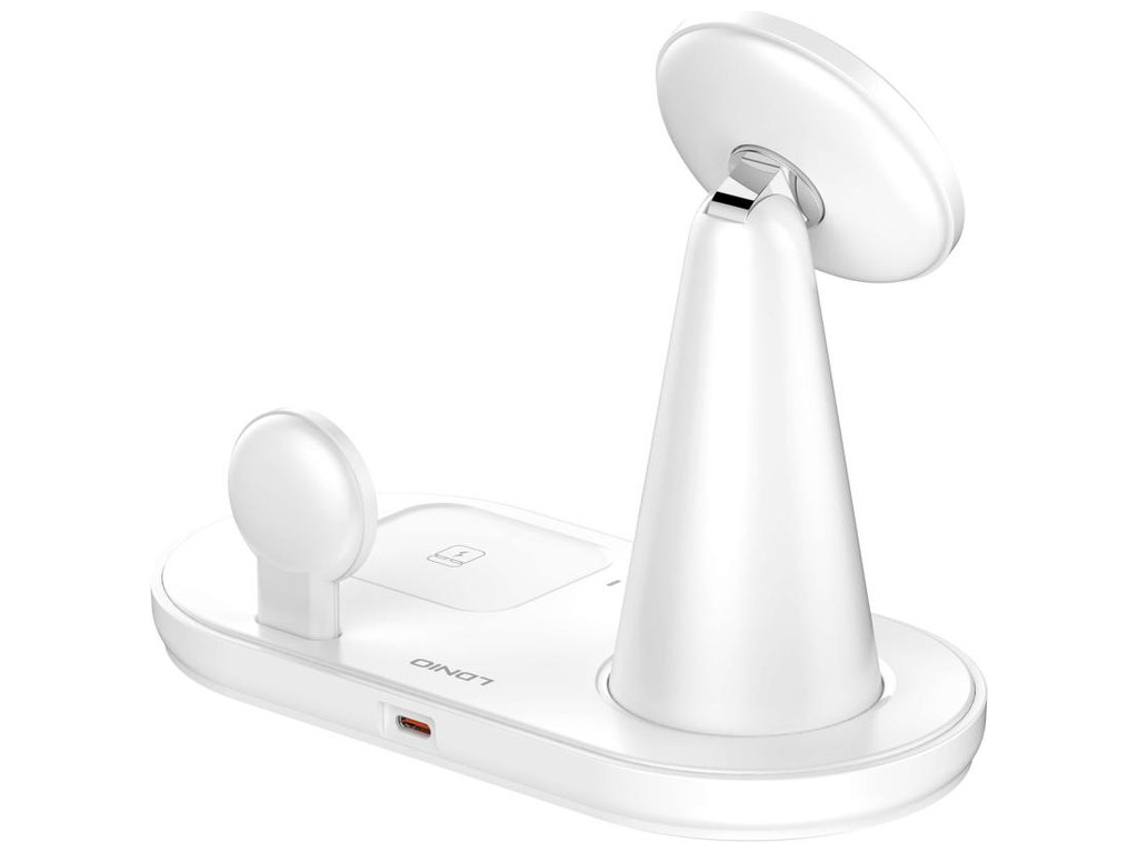 Зарядний пристрій бездротовий Ldnip Wl01 5in1, 25.5W, для iWatch, ABS+PC пластик, USB-C, білий
