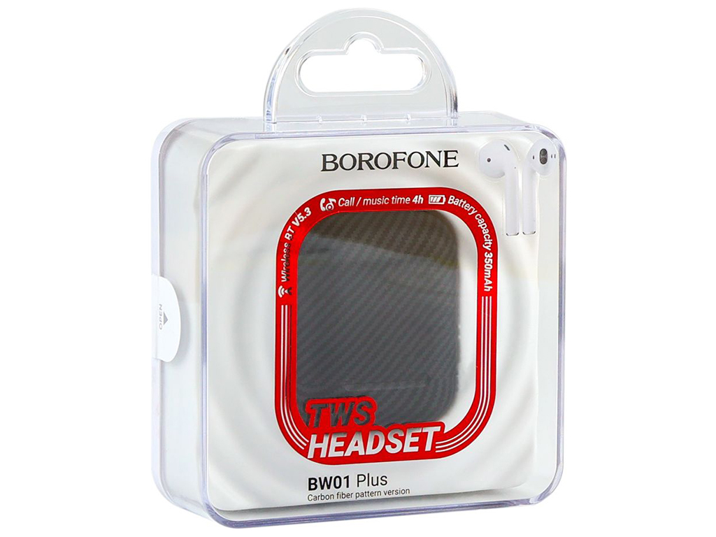 Бездротова Стерео Гарнітура Borofone BW01 Plus TWS (carbon version) Колір Чорний
