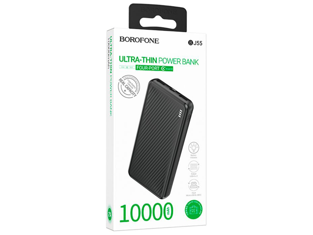 Універсальна мобільна батарея Power Bank Borofone BJ55 Graceful 10000 mAh Колір Чорний