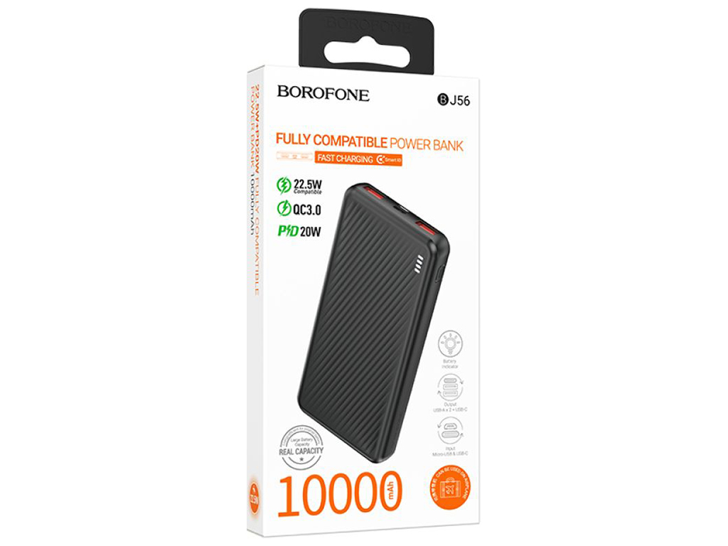 Універсальна мобільна батарея Power Bank Borofone BJ56 Graceful 22.5W+PD20W 10000 mAh Колір Чорний