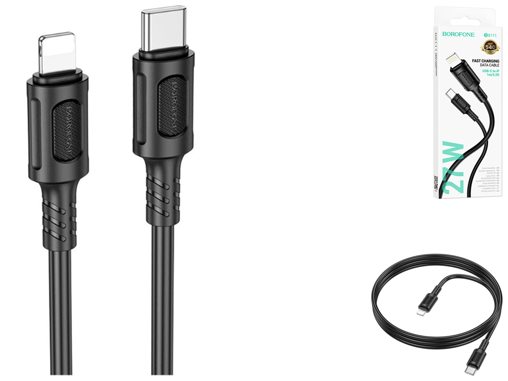 Кабель USB Borofone BX111 PD27W Type-C to Lightning Цвет Черный