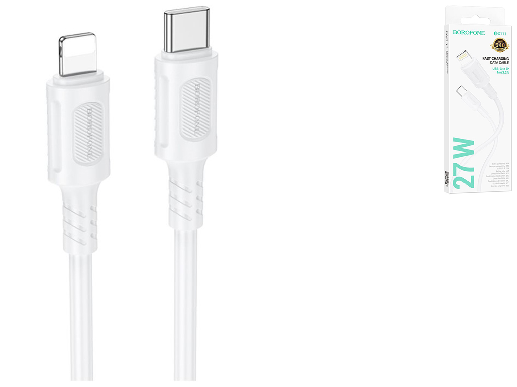 Кабель USB Borofone BX111 PD27W Type-C to Lightning Колір Білий