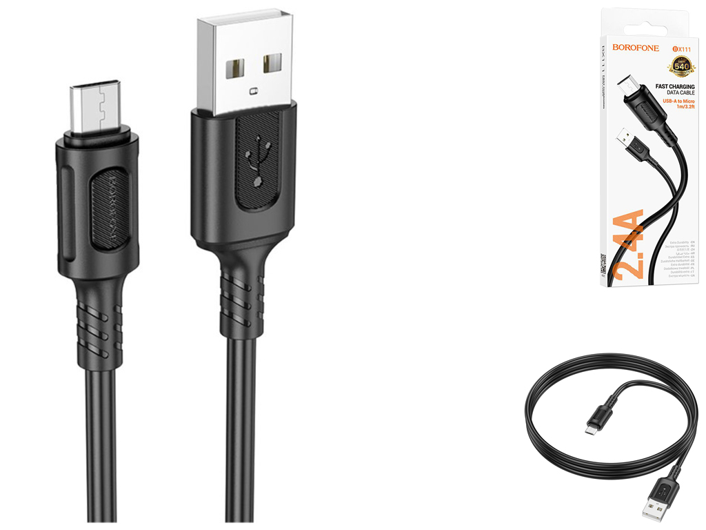 Кабель USB Borofone BX111 мicro 2.4A Колір Чорний