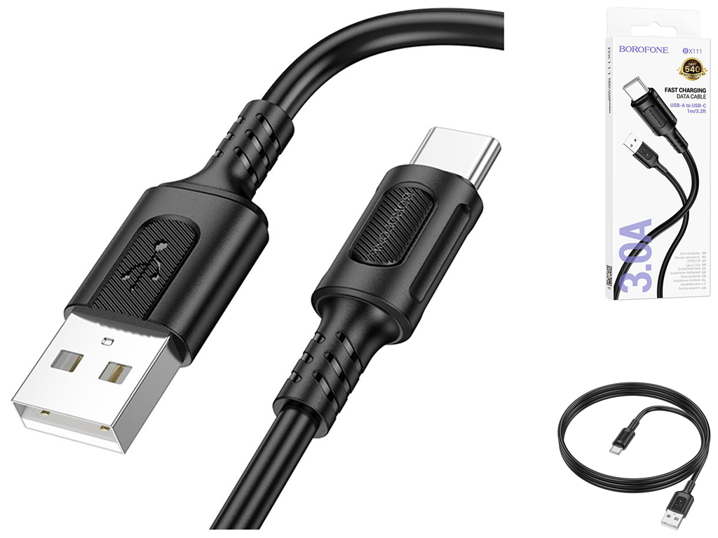Кабель USB Borofone BX111 Type-C 3A Колір Чорний