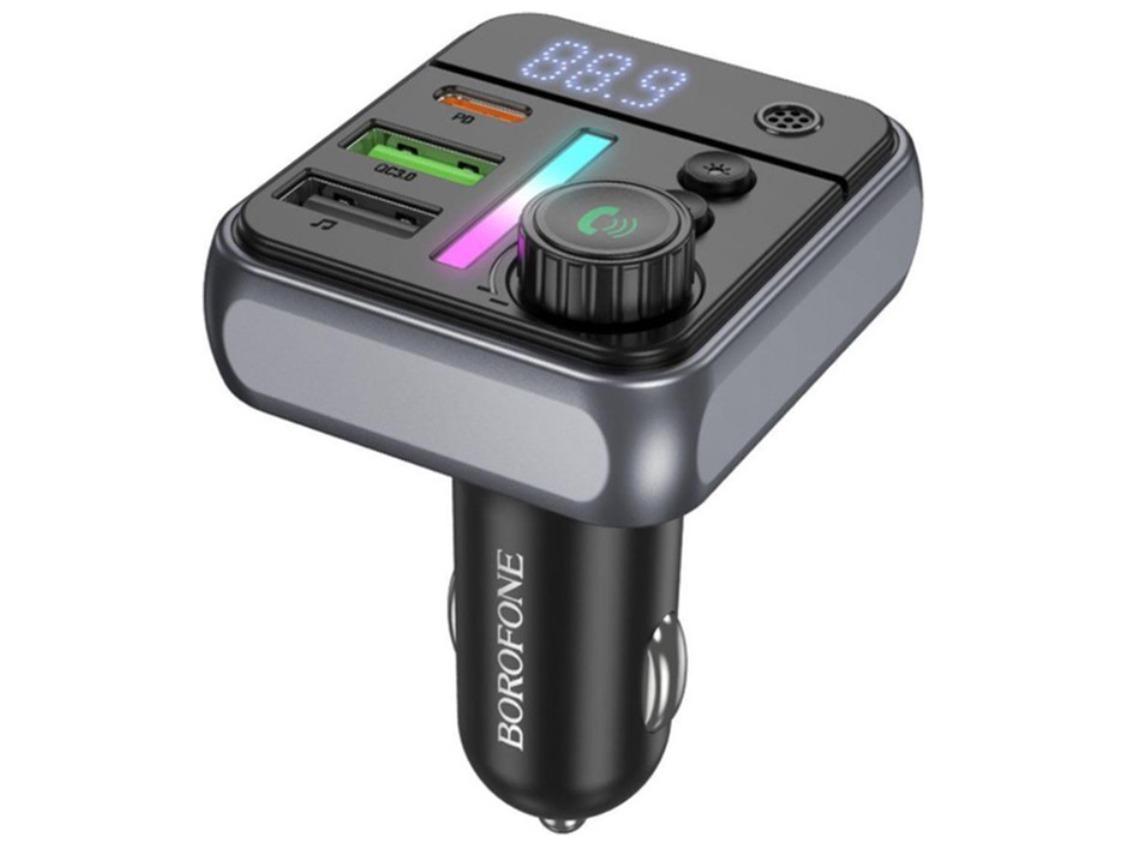 FM-трансмітер Borofone BC50 PD20W+QC3.018W BT 5.4 Total 38W Колір Чорний