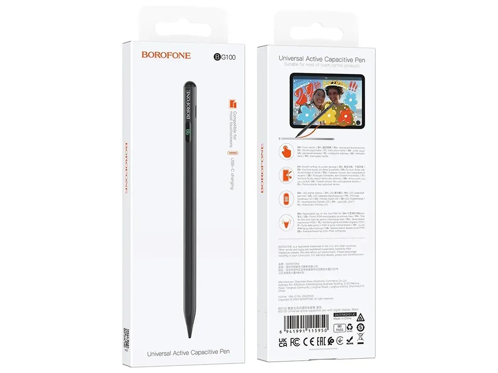 Стілус Borofone BG100 Universal Active Capacitive Pen Колір Чорний