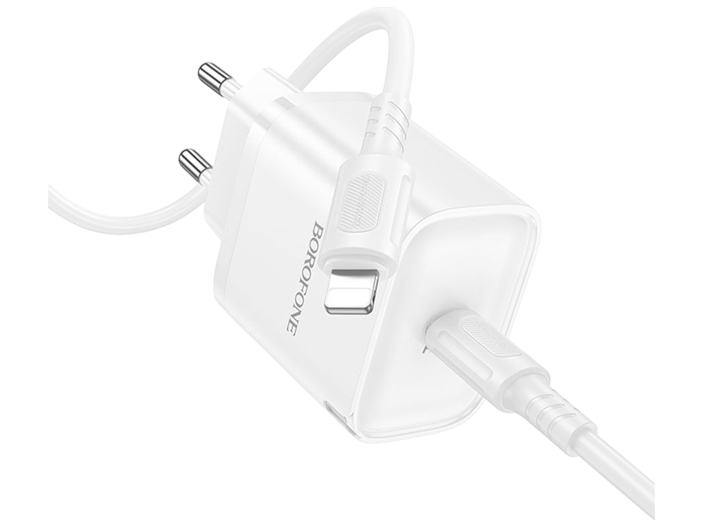 Зарядний пристрій Borofone BA84A, 1USB-C, 30Вт, кабель Type-C to Lightning, колір білий