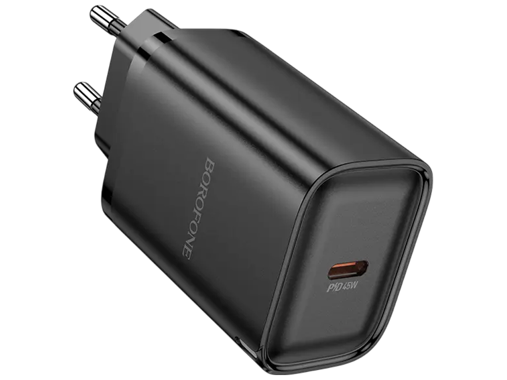 Зарядний пристрій Borofone BA86A, 1USB-C, PD/QC 45W, 91,8×42,3×30мм, колір чорний