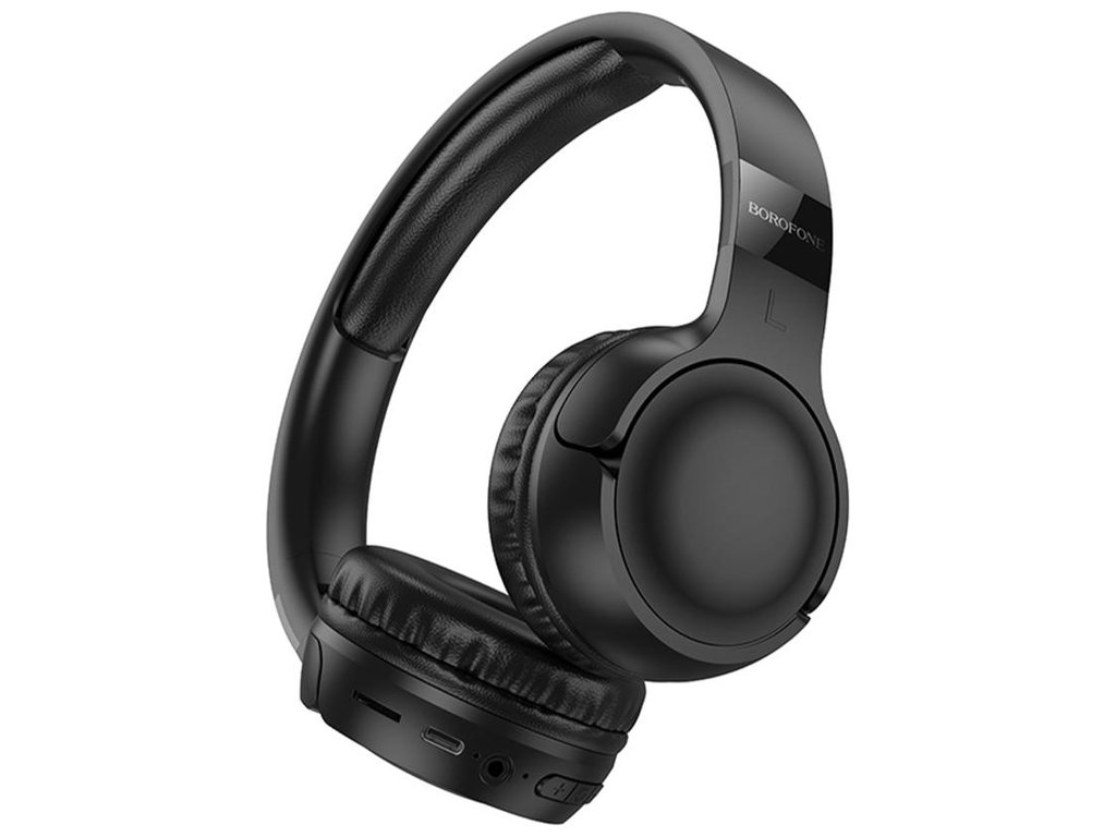 Блютуз стерео гарнитура Borofone BO32, складные, bluetooth 5.4, type‑c/aux, 200mAh, цвет черный